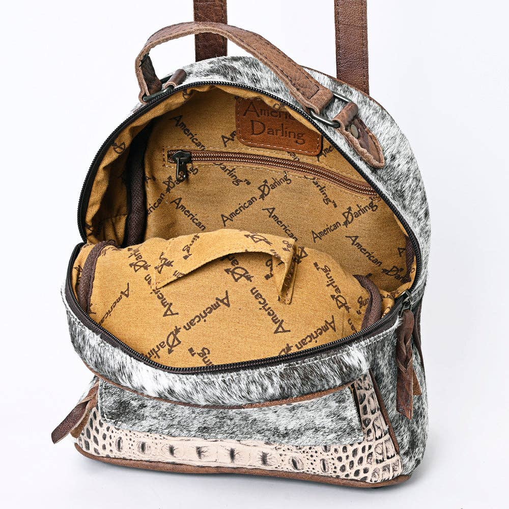 White Croc Cowhide Leather Backpack
