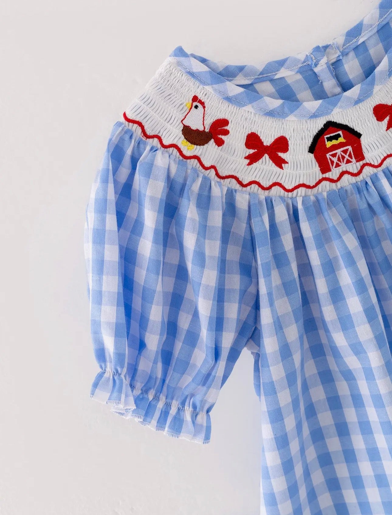 Little Miss Farm Girl Smocked Embroidered Dress