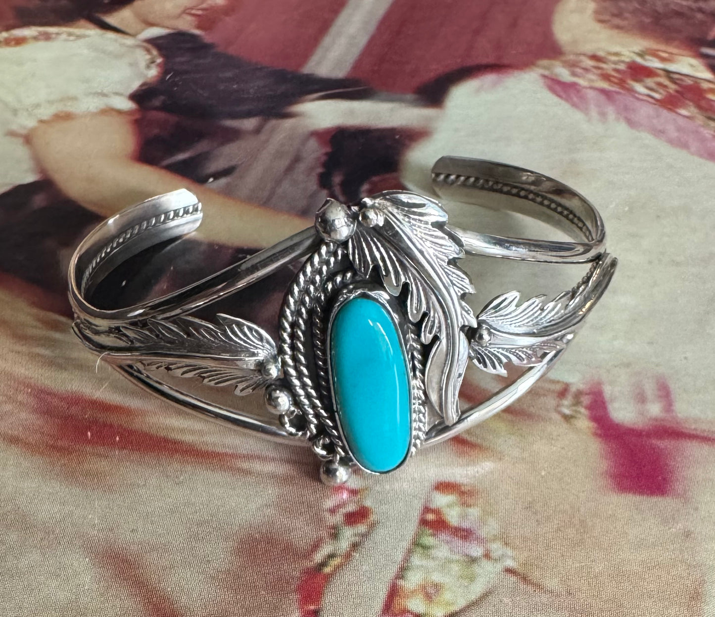 Native America Navajo Sterling Silver Turquoise Bracelet Cuff By Andrew Vandever