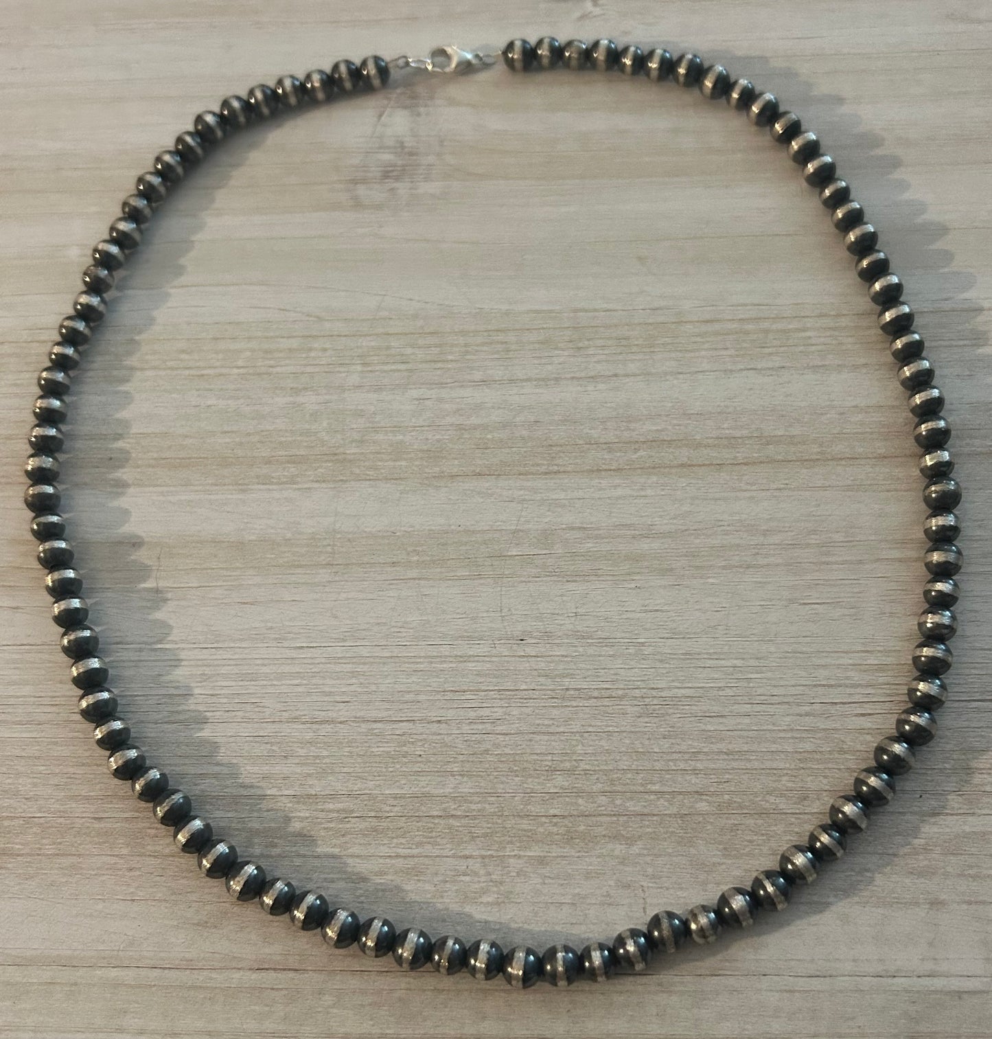 Navajo strung sterling silver pearls 20in 6mm