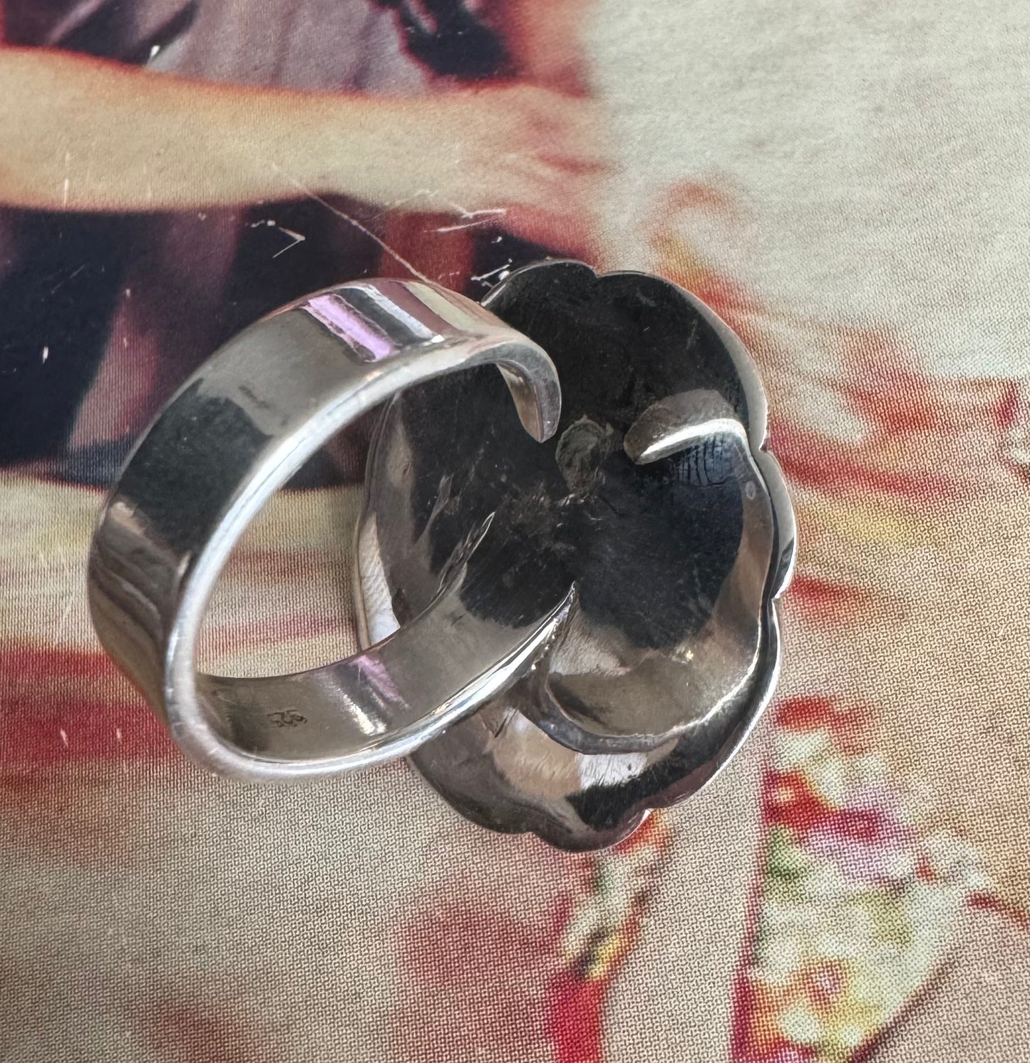 White buffalo “turquoise” flower ring adjustable