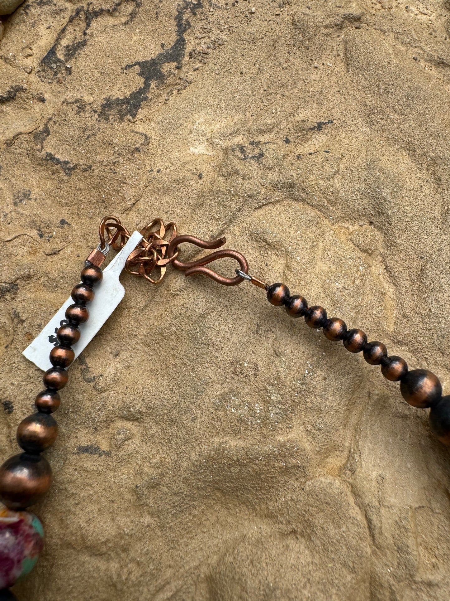 Fine Copper & multi spiney Bow Pearl Necklace
