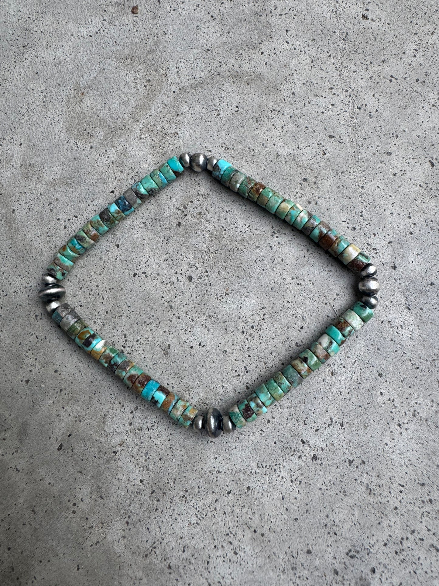 Stretchy Heishi Bead & Sterling Pearl Bracelet