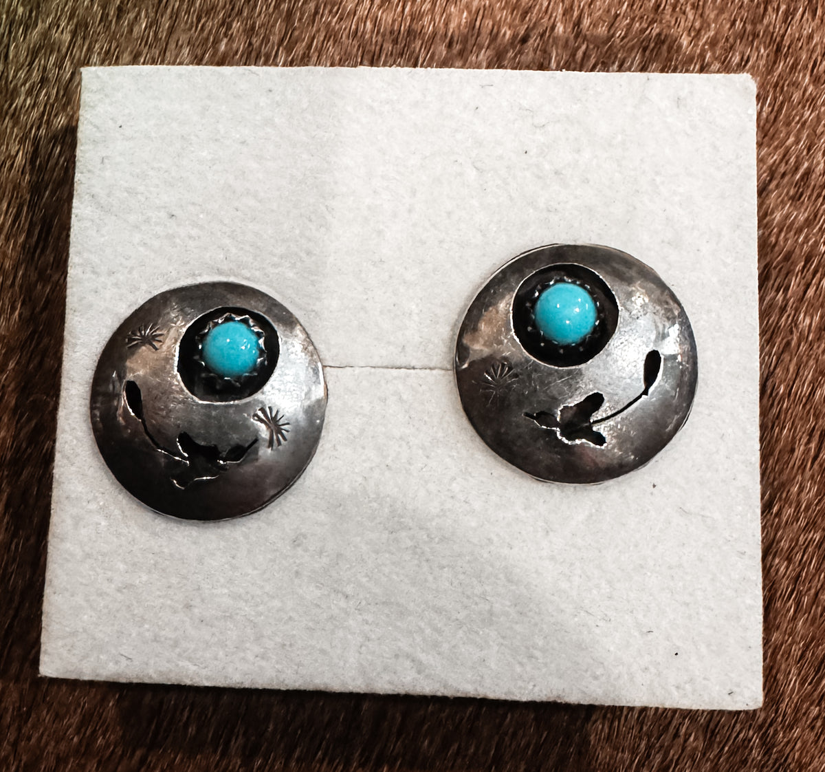 Zuni bird stud earrings