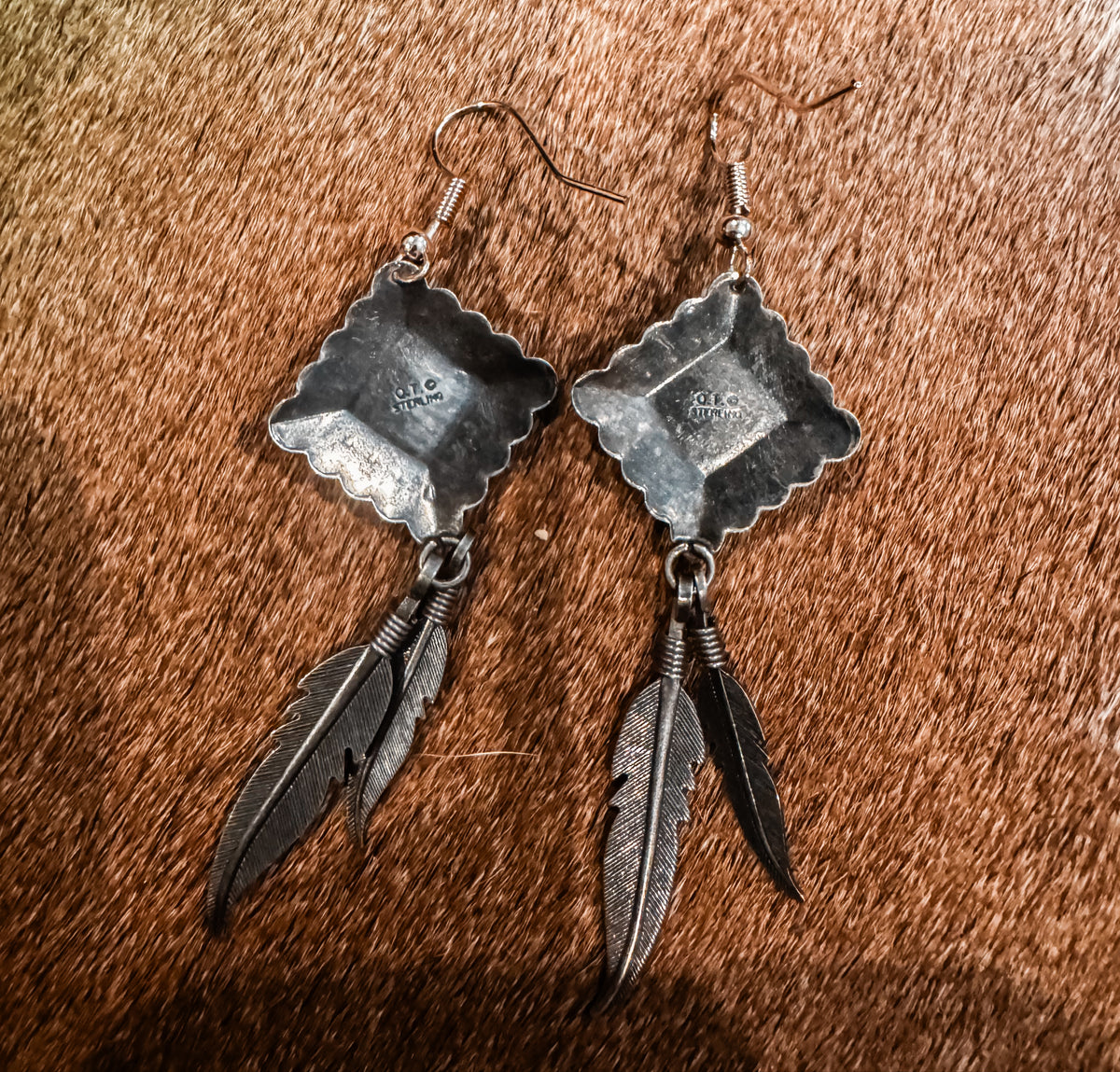 Q.T multi stone feather earrings