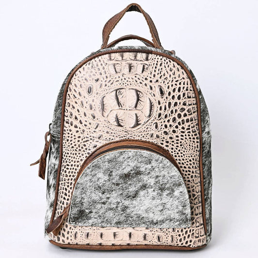 White Croc Cowhide Leather Backpack