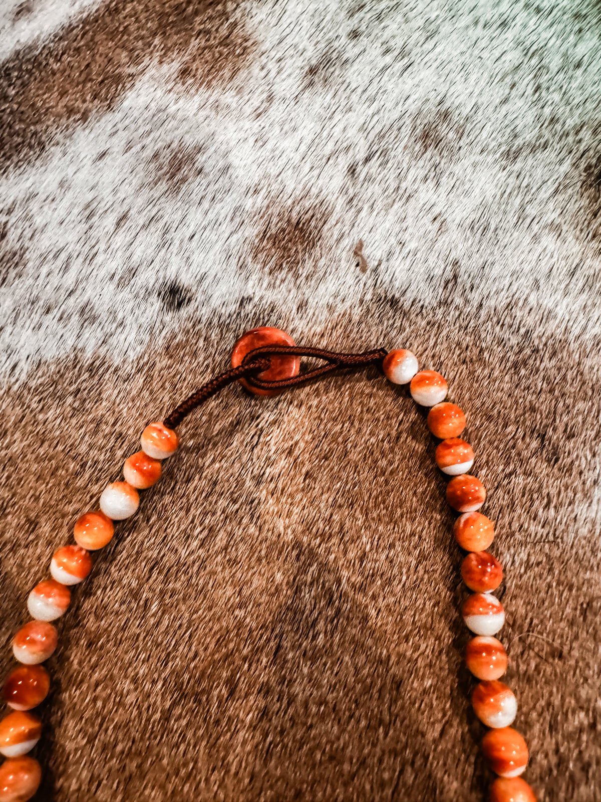 Statement orange spiny oyster necklace