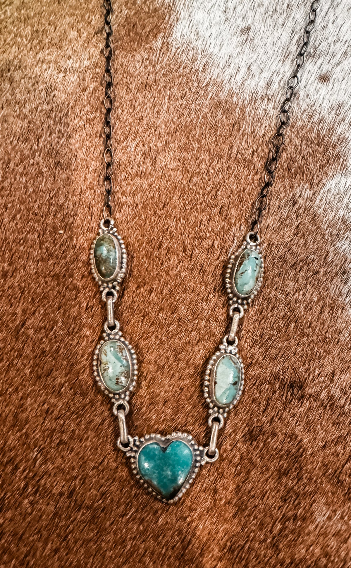 Pilot mountain turquoise heart necklace