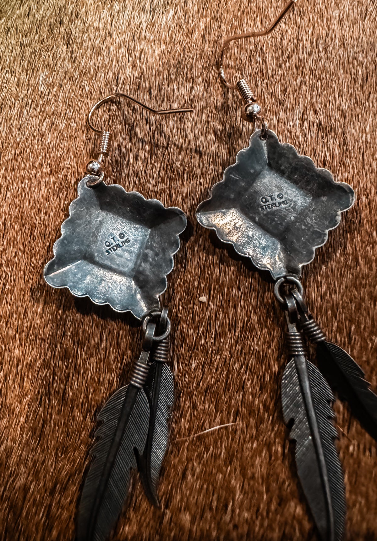 Q.T multi stone feather earrings