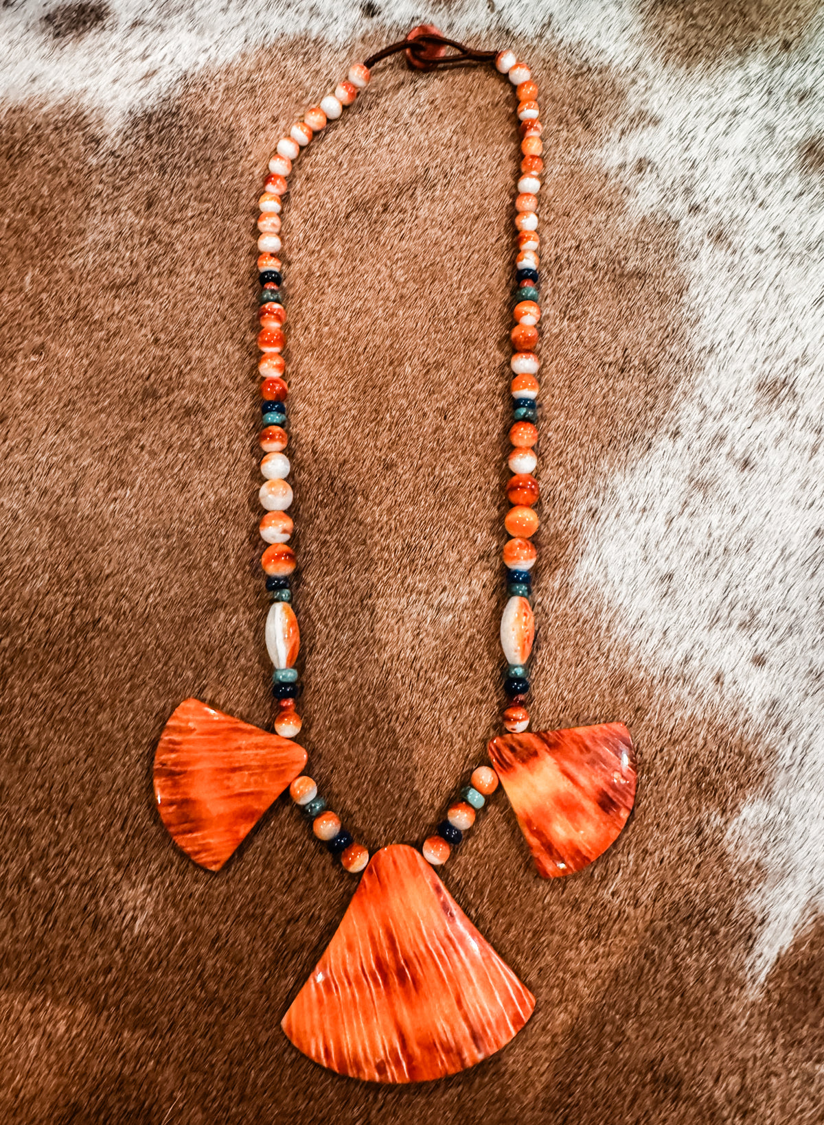 Statement orange spiny oyster necklace