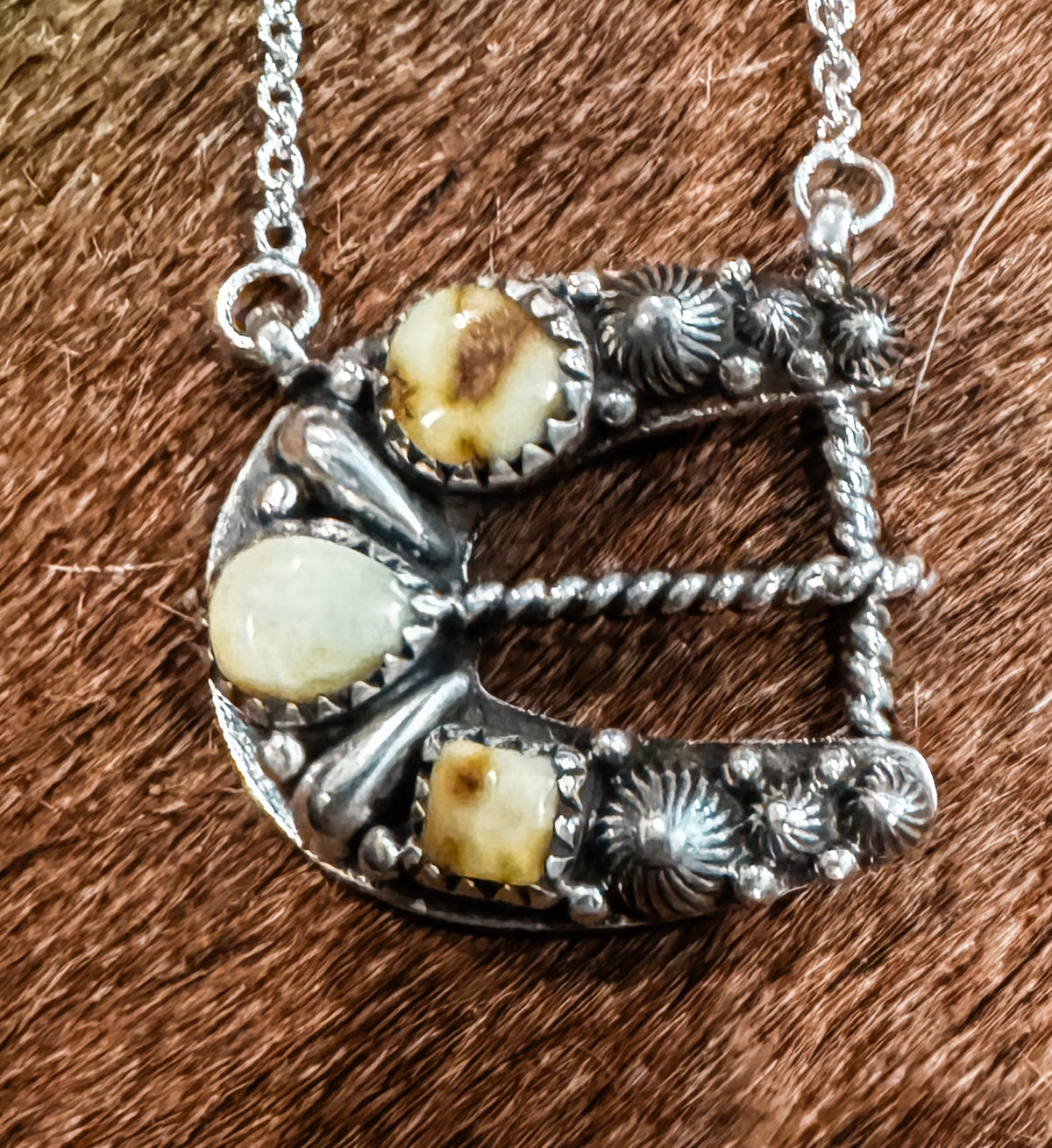Palomino Turquoise belt buckle necklace