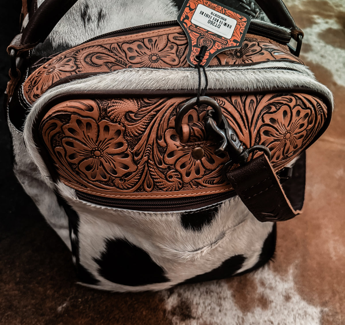 Cowhide & leather tool work duffel bag