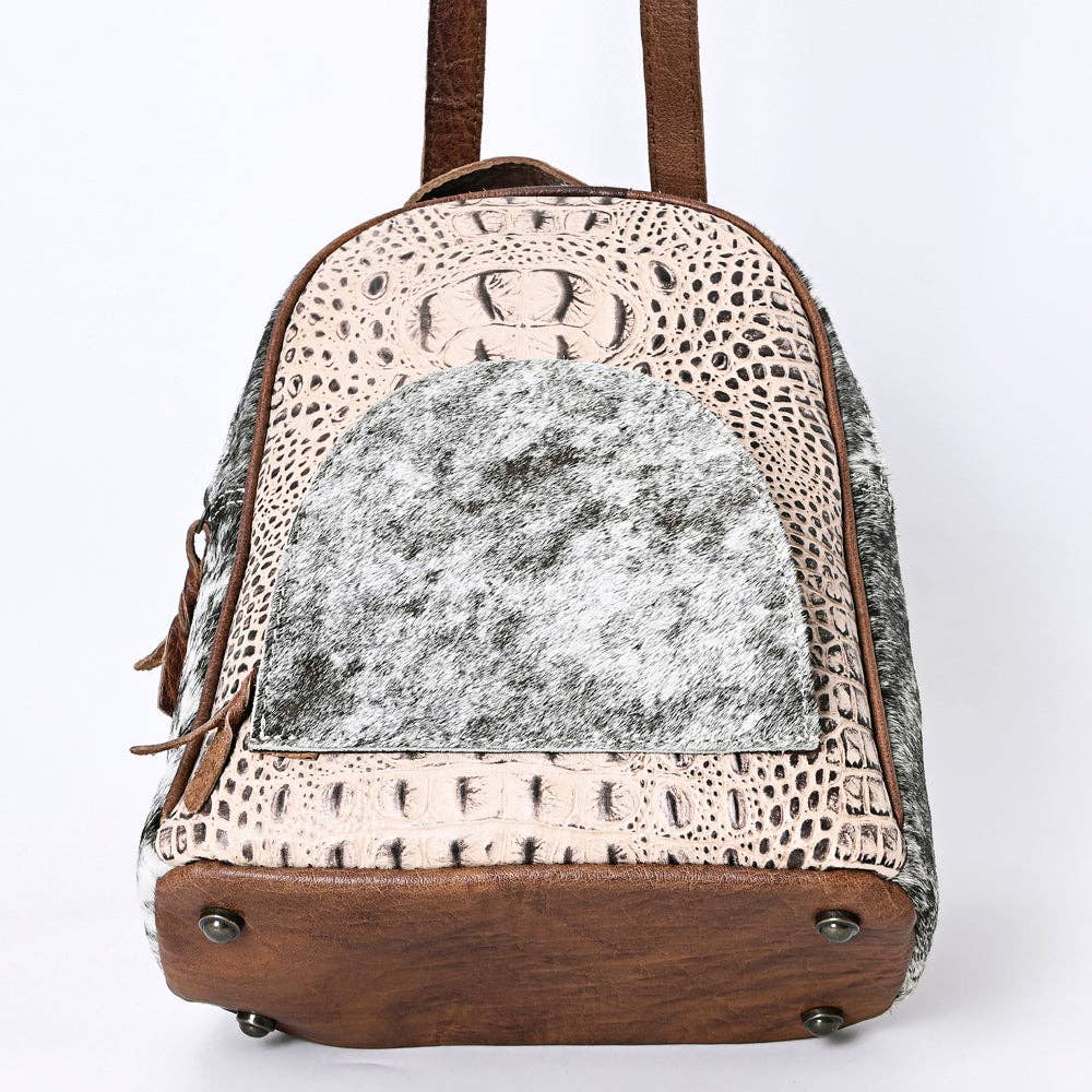 White Croc Cowhide Leather Backpack