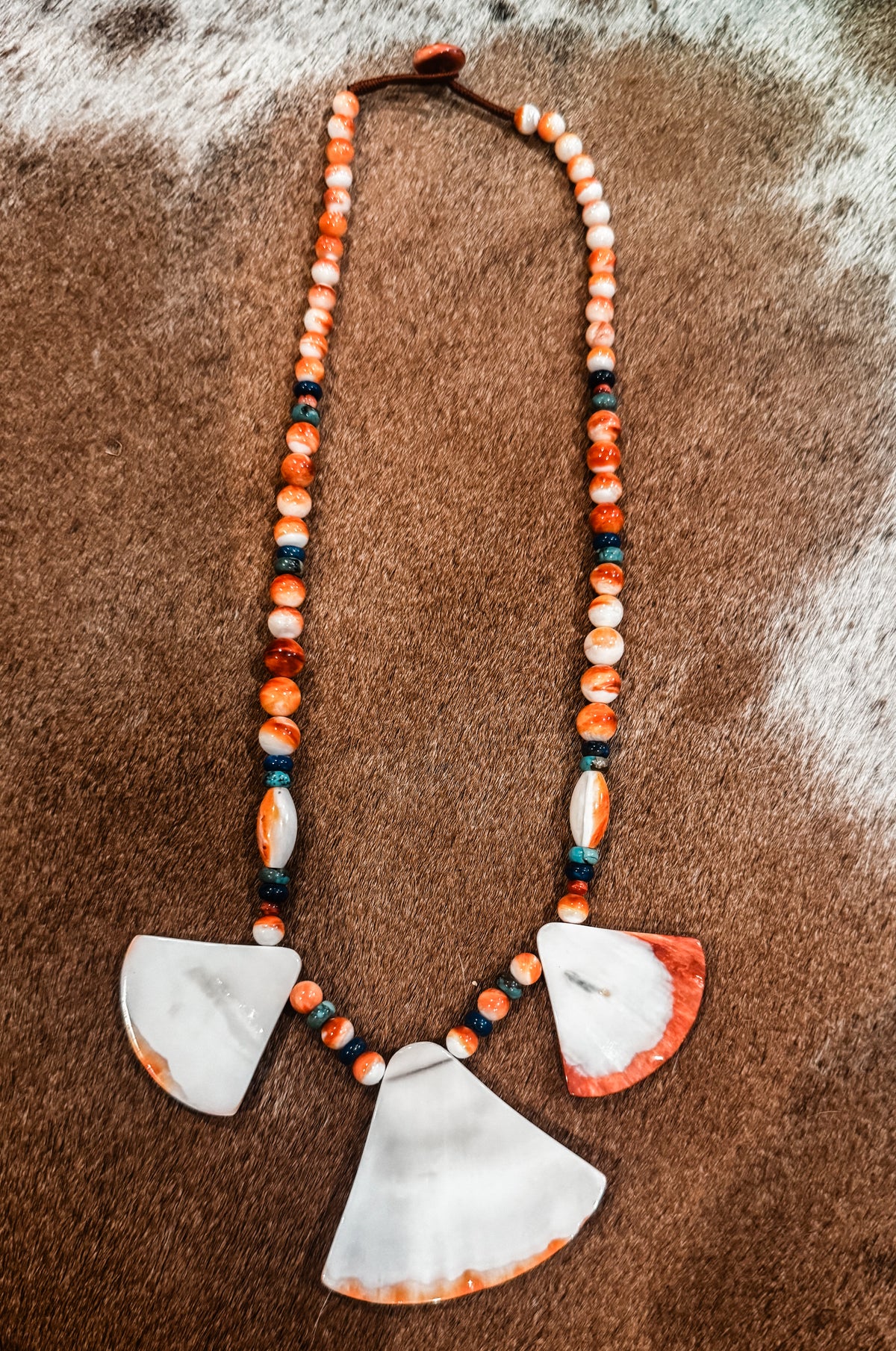 Statement orange spiny oyster necklace