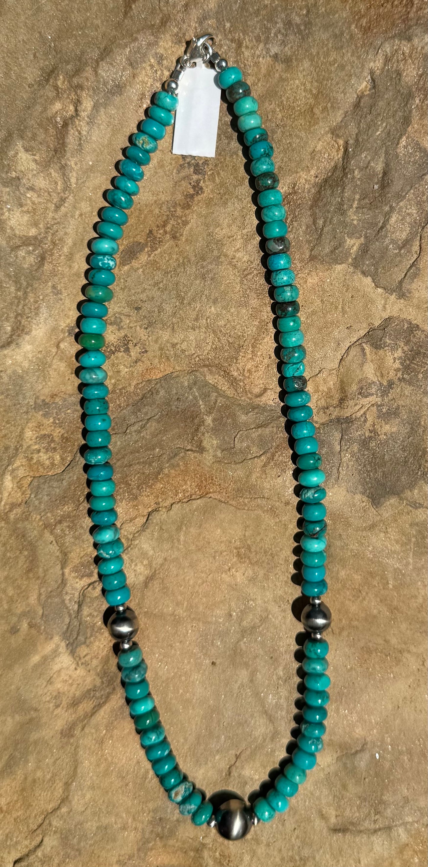Turquoise & 8-10mm Sterling Pearls Necklace