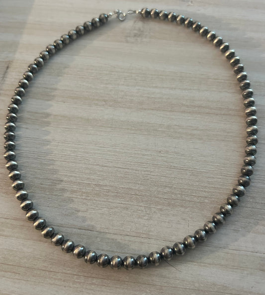Navajo strung sterling silver pearls 8mm 20in