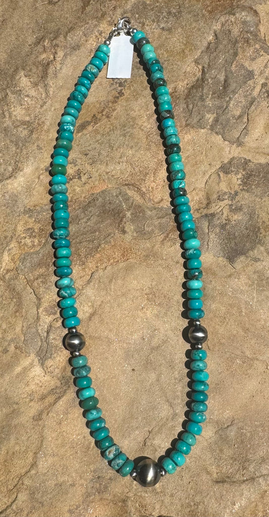 Turquoise & 8-10mm Sterling Pearls Necklace