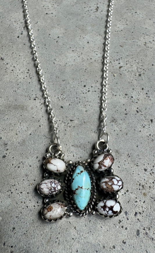 Wild Horse Jasper & Golden Hills Turquoise Cluster Necklace