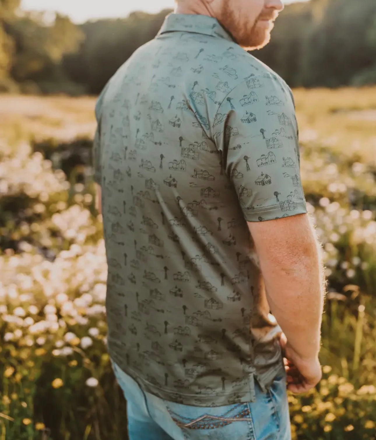 Country Views Forests Green Men’s Polo
