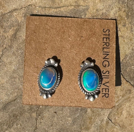 Ethiopian Opal & Sterling stud Earrings