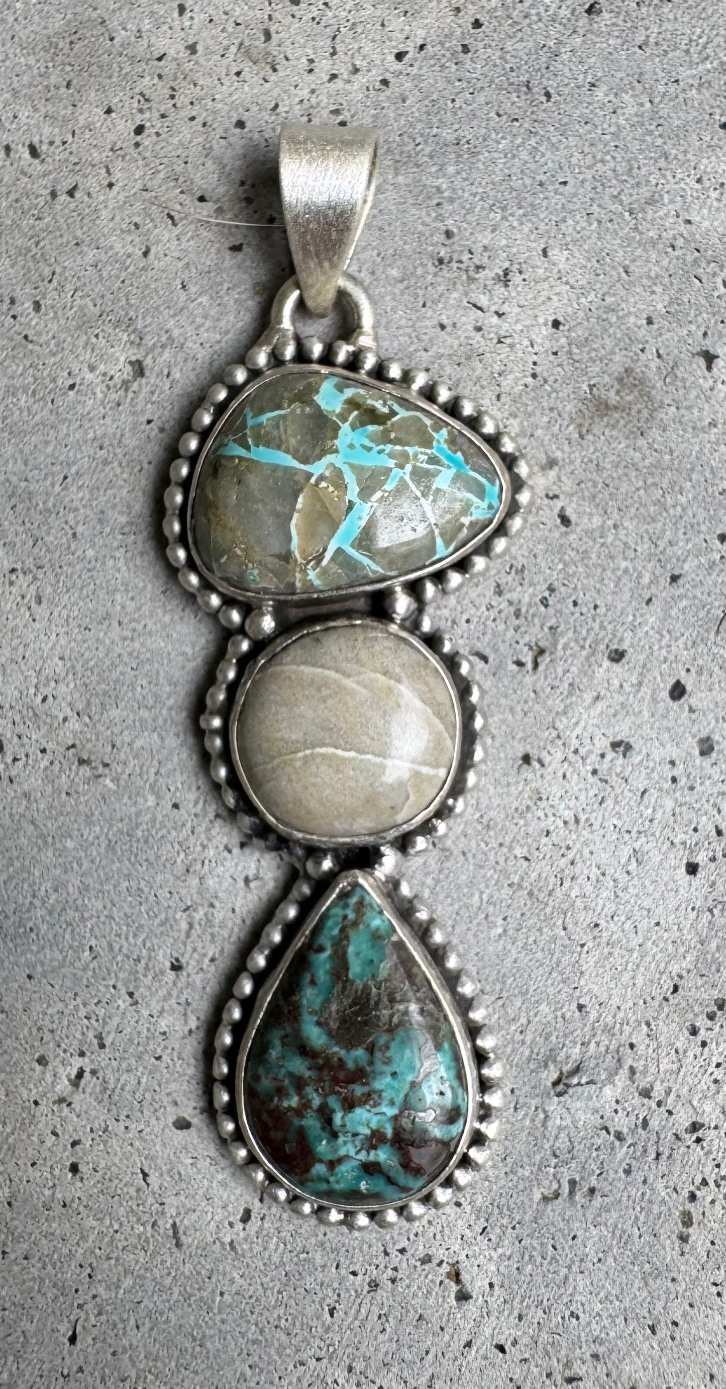 Three Stone Royston Ribbon Turquoise Pendant