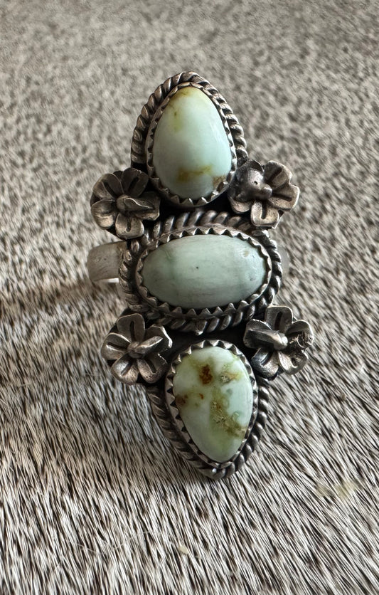 Triple Palomino Flower Crawler Ring