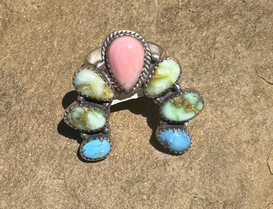 Multi Stone Naja Adjustable Ring