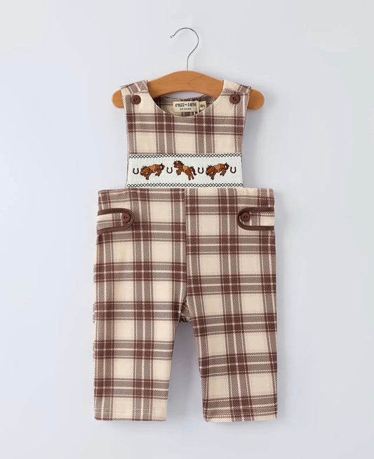Baby Boy Embroidered Bucking Horse Smocked Romper