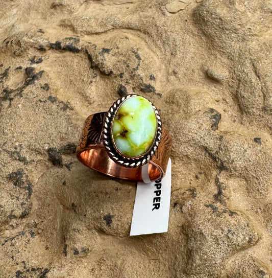 Palomino Turquoise (variscite) & Fine Copper Size 7 Ring