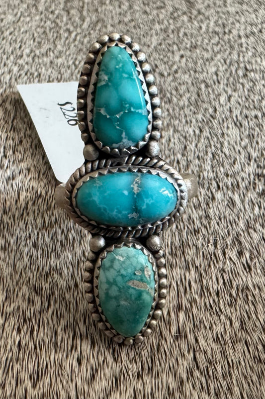 Triple White Water Turquoise Crawler Ring