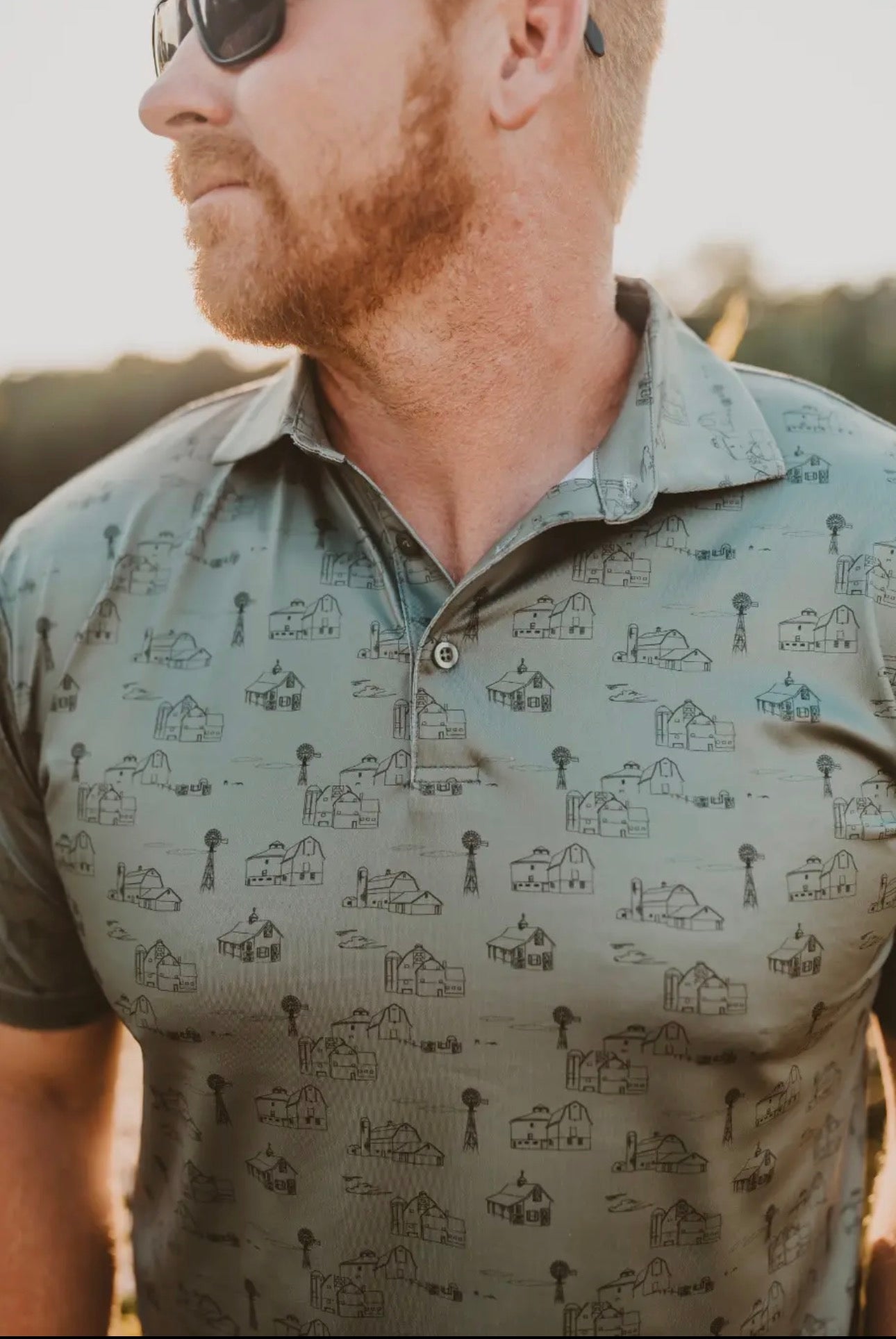 Country Views Forests Green Men’s Polo
