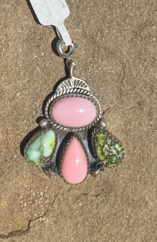 Palomino Turquoise & Pink Conch Pendant/charm