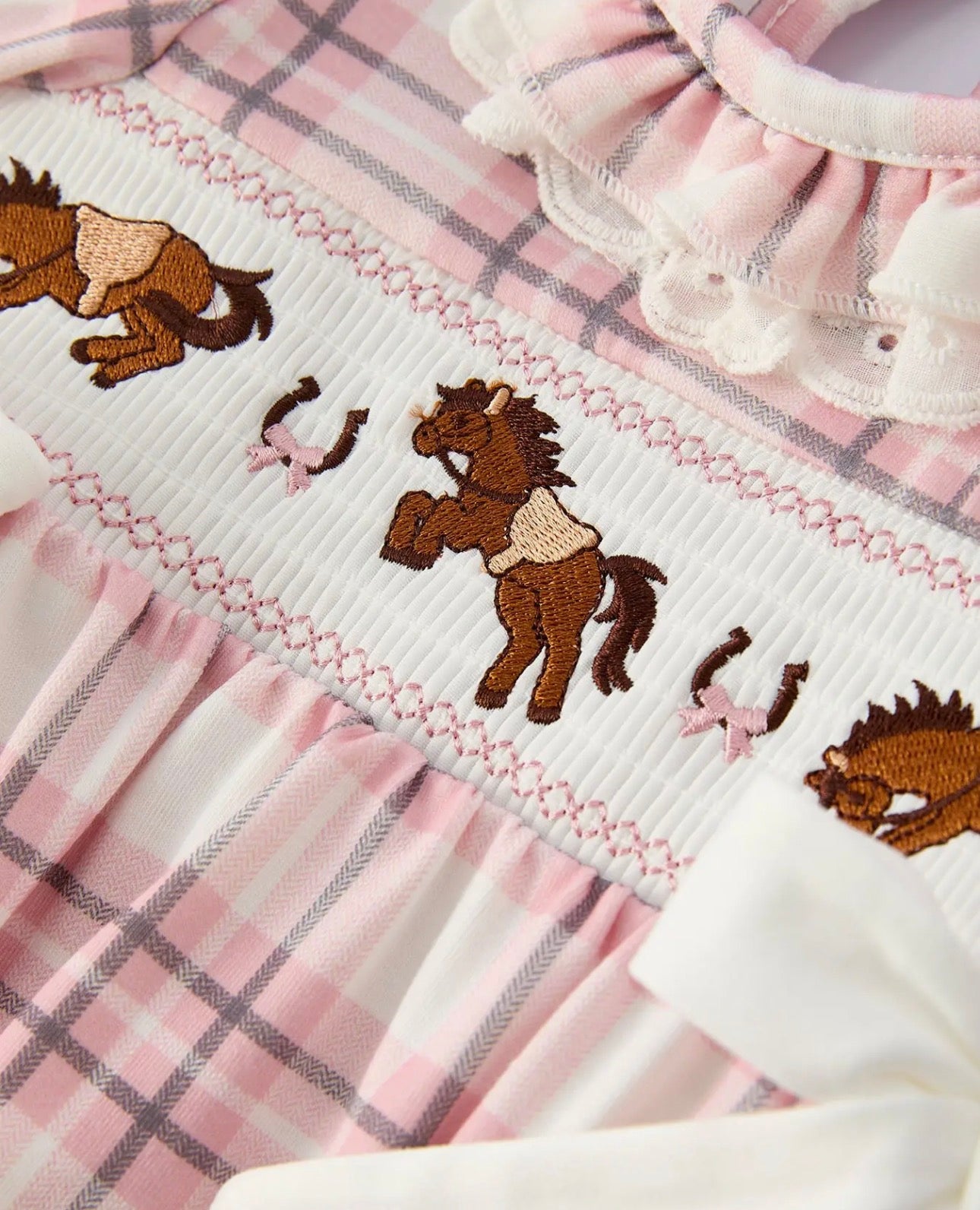 Girls Embroidered smocked Bucking Horse Dress