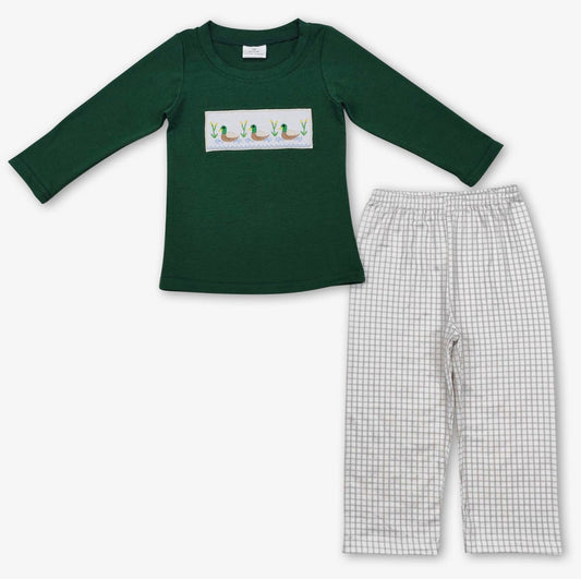 Duck Embroidered Boys Long Sleeve Set