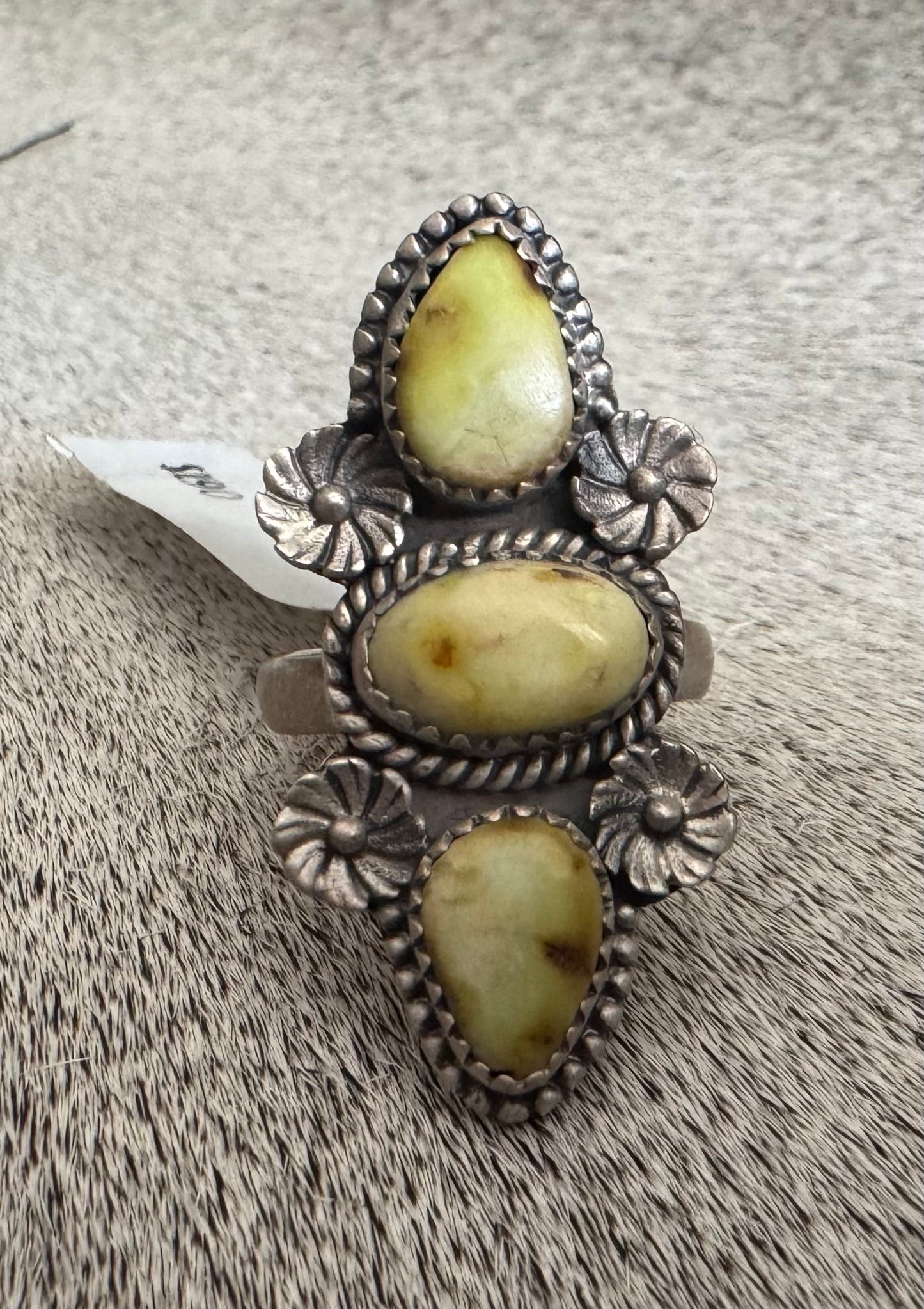 Triple Palomino Flower Crawler Ring