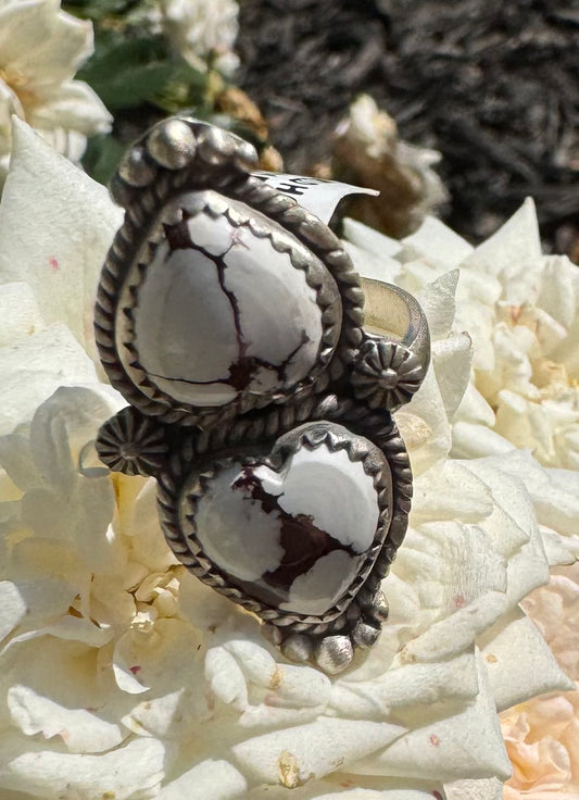 Wild Horse Jasper Double Heart Ring