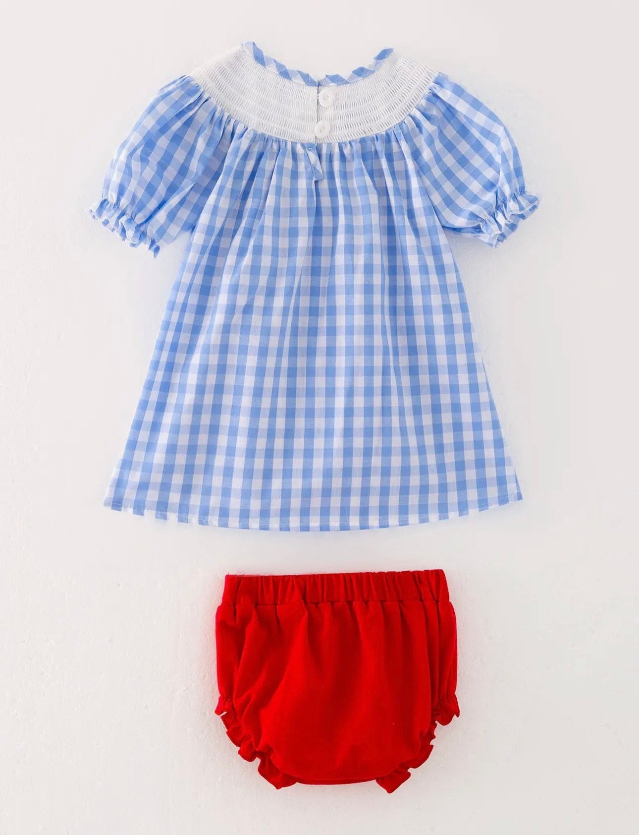 Itty Bitty Farm Girl Smocked Embroidered Dress/ Bloomer