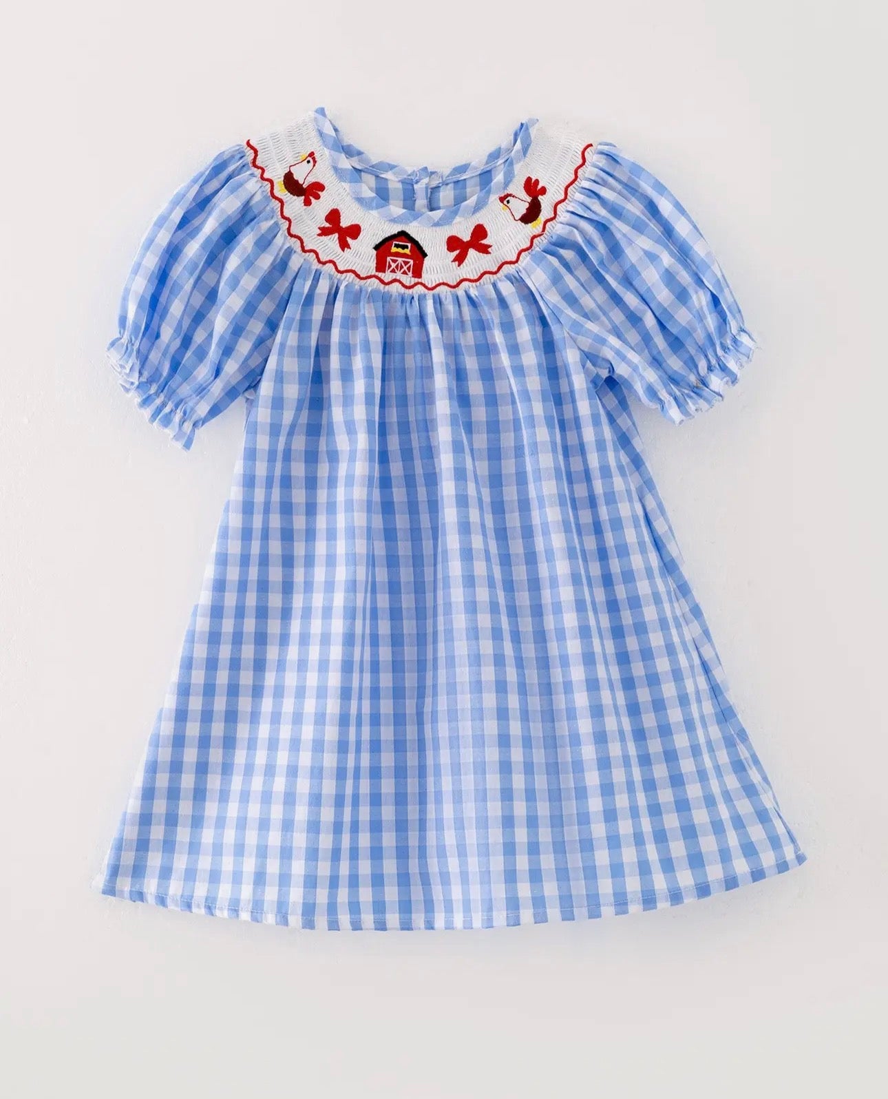Little Miss Farm Girl Smocked Embroidered Dress