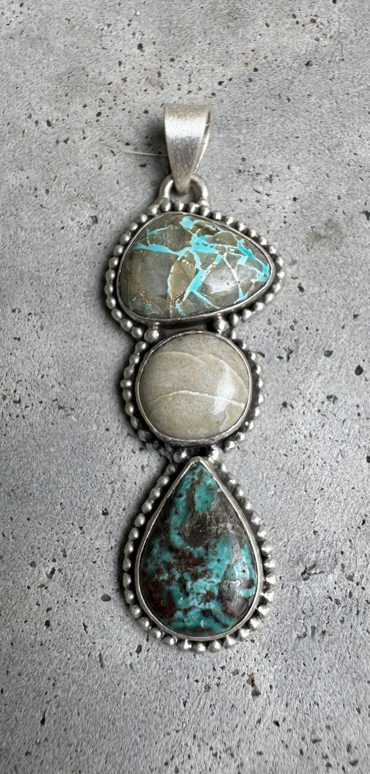 Three Stone Royston Ribbon Turquoise Pendant