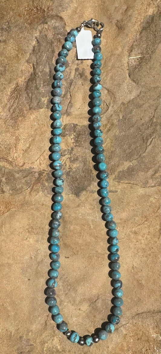 Turquoise & Sterling Pearl Necklace