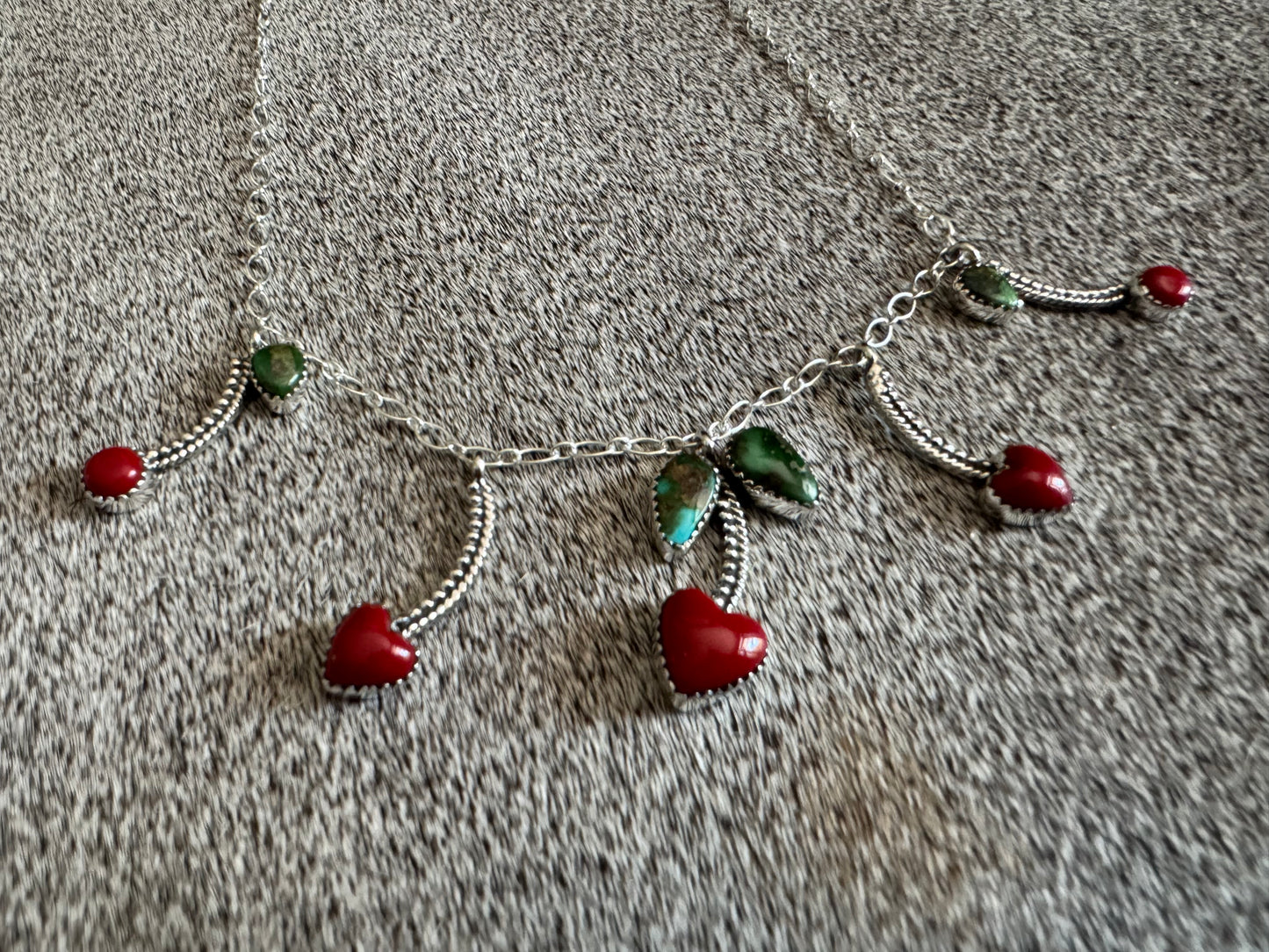 Sonoran Gold Turquoise & Coral Cherry Necklace