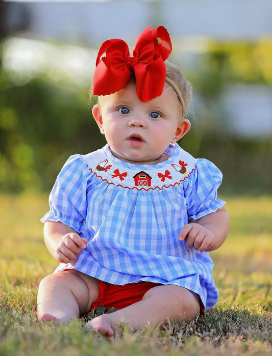 Itty Bitty Farm Girl Smocked Embroidered Dress/ Bloomer