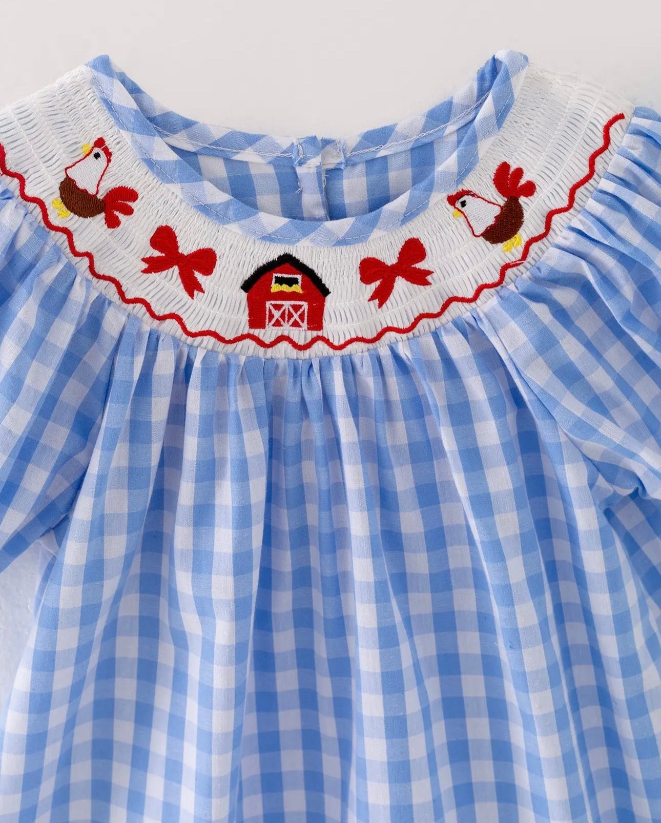 Little Miss Farm Girl Smocked Embroidered Dress