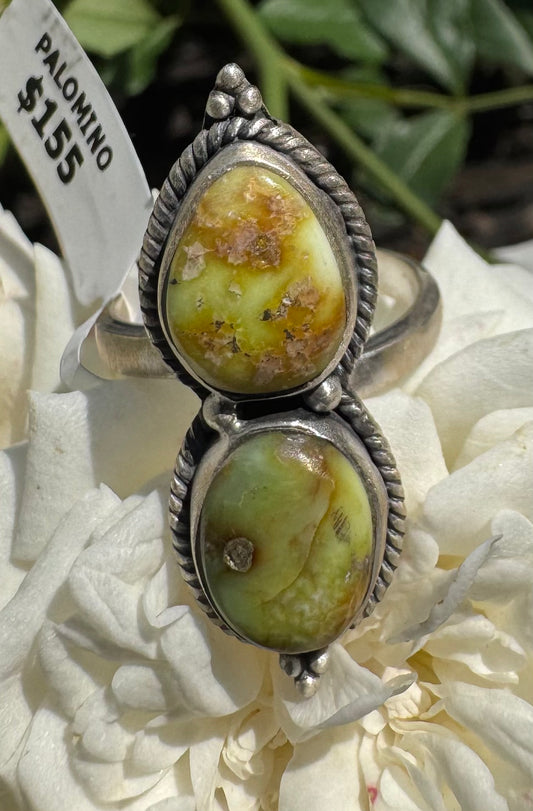 Double Palomino & Sterling Adjustable Ring
