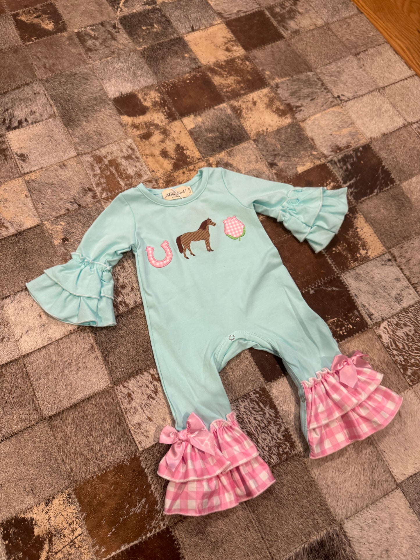 Horsing Around Embroidered Ruffle Romper