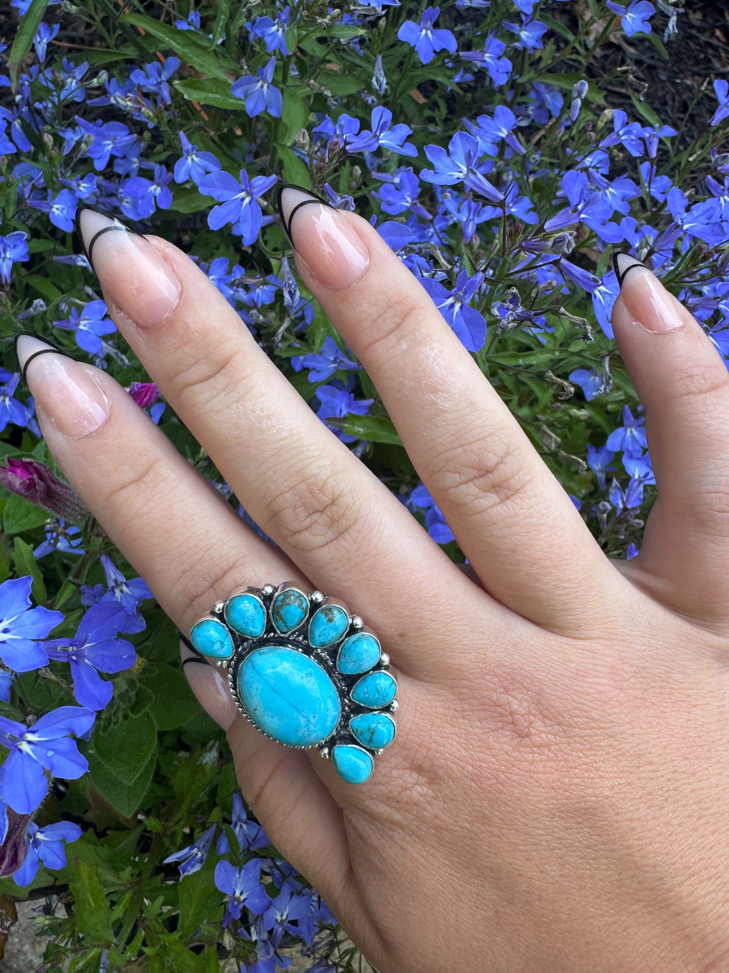 Kingman Half Cluster Slightly Adjustable Ring