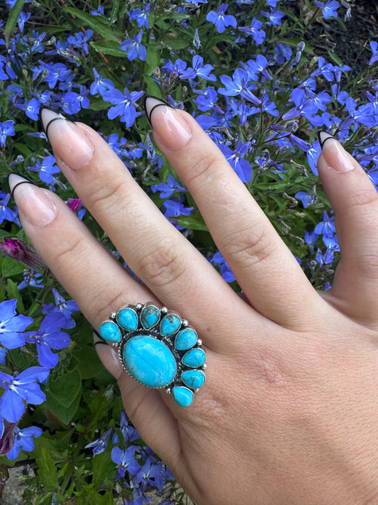 Kingman Half Cluster Slightly Adjustable Ring