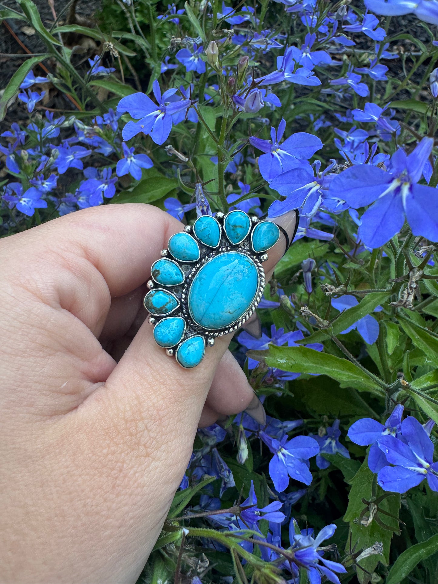 Kingman Half Cluster Slightly Adjustable Ring