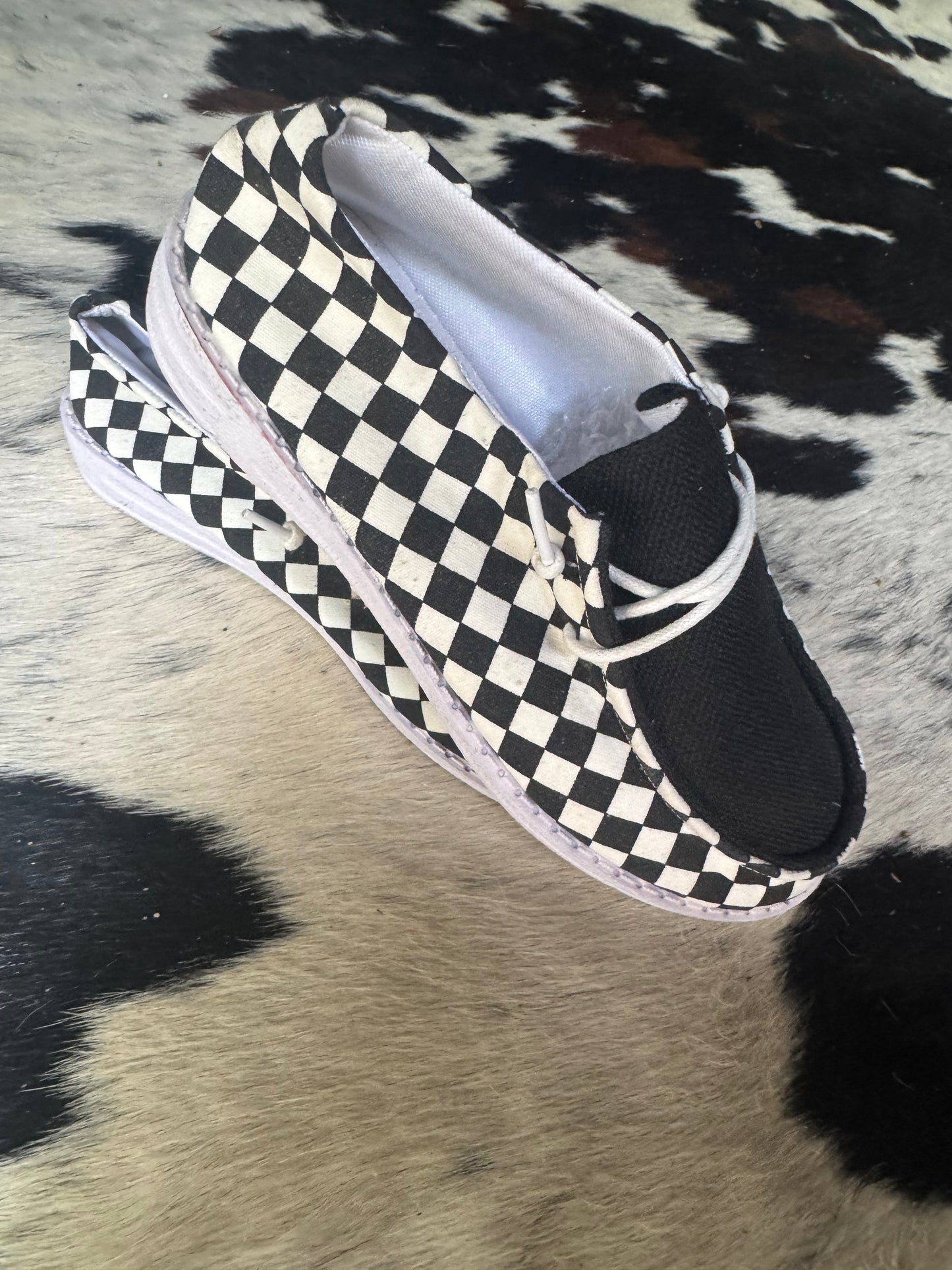 White/Black Checkered Boating Shoes