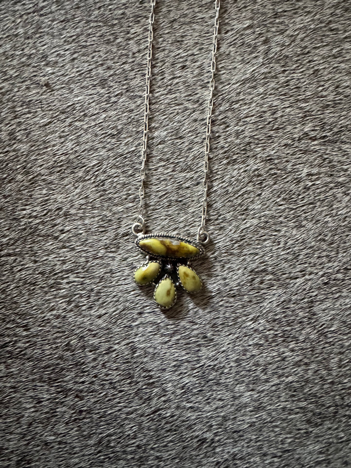 Dainty Palomino Turquoise & Sterling Silver Cluster Necklace￼